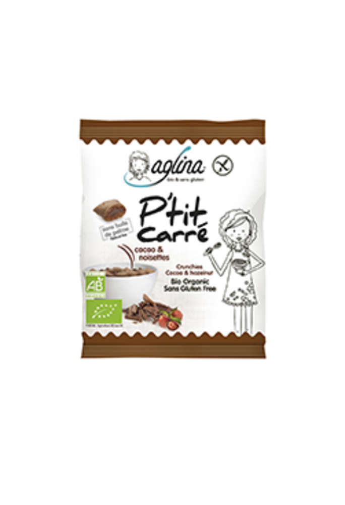 En présentoir de 14 sachets : snacking P'tits carrés à emporter partout