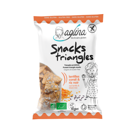 Visuel : TRIANGLES prot�in�s lentilles corail & riz noir - SNACKING